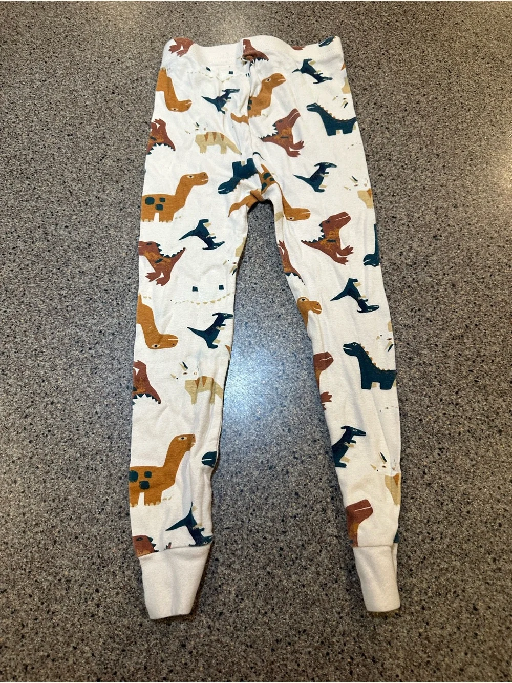 Old Navy Cream Thermal Leggings with Multicolor Dino Print